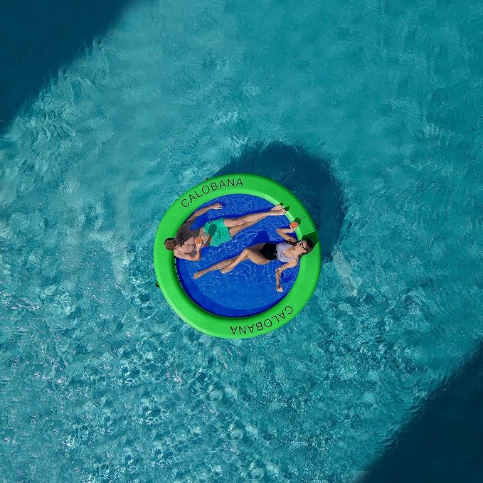CALOBANA Round Floating Ring Inflatable Water Hammock Heavy Duty River Floats Lake Raft for Adults Tanning Pool Lounger Float Island Platform Pad Mat for Party