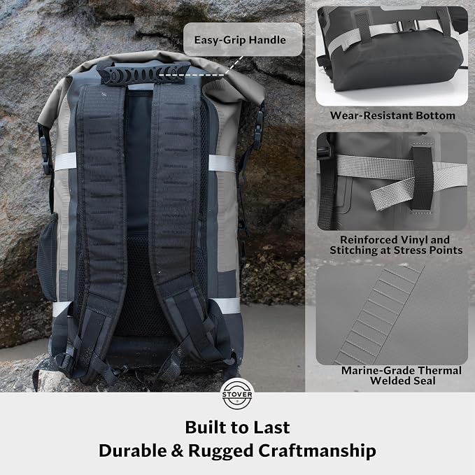 STOVER 5/10/25/30/40/55L Waterproof Dry Bag- Roll-Top Backpack w/Phone Case- Kayaking, Hiking, Camping, Boating- Men/Women