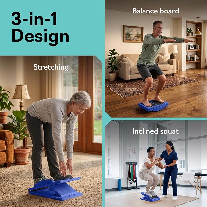 Slant Boards for Exercise – Slant Board with 7 Incline Angles – Transforms Into a Balance Board – Premium Calf Stretcher and Wobble Board for Effective Calf Stretching and Squats