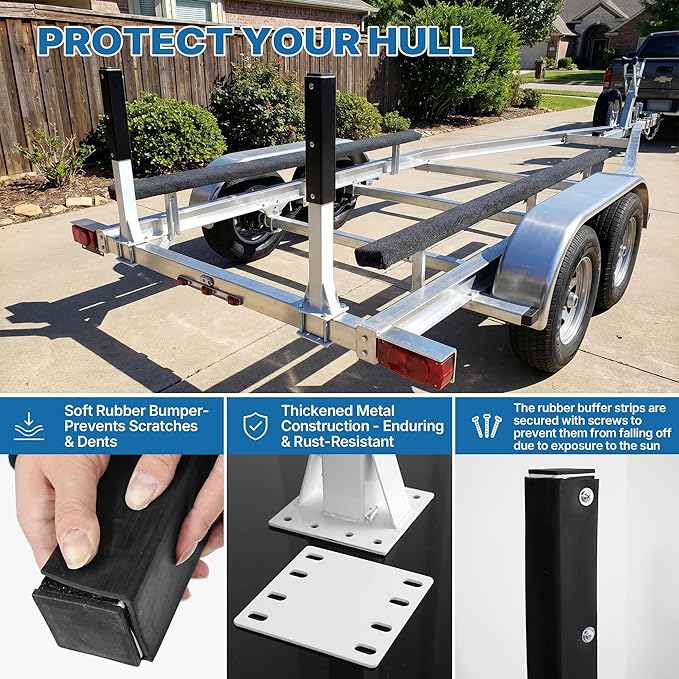 2pack Pontoon Boat Trailer Guides Poles Kits 17" Boat Trailer Guide Poles with Reflective Strip, Steel + UPVC Sleeve Heavy Duty Boat Trailer Parts & Accessories