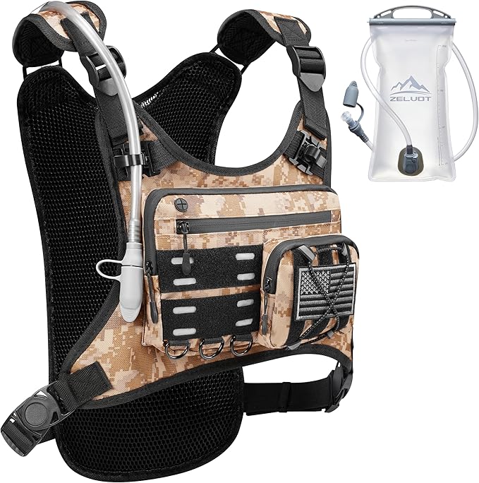Zelvot Running Vest with 2L Water Bladder, Hydration Backpack, U.S. Design Patent, Lightweight Hydration Pack with Gear Holder, Reflective Chest Pack for Men Women for Marathon