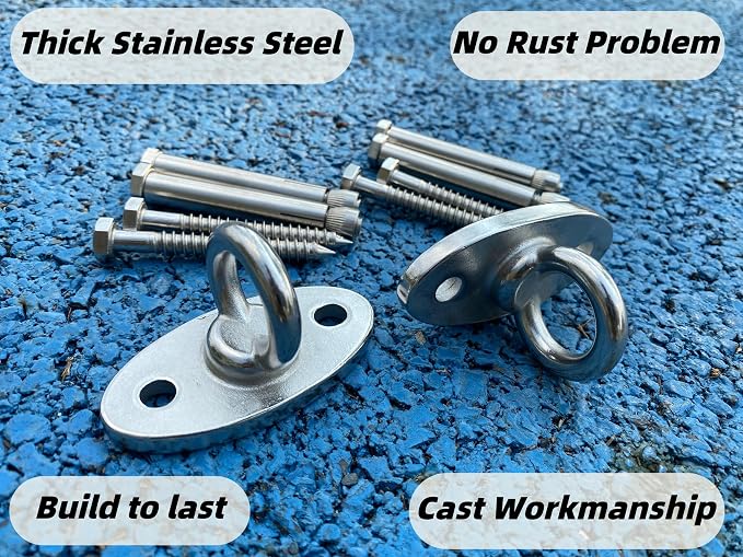 SELEWARE Ceiling Mount Cast Stainless Steel Swing Hanger Wall Anchor Hanging Yoga Swing Hammock Chair Suspension Straps Heavy Bag and More 2 Pcs