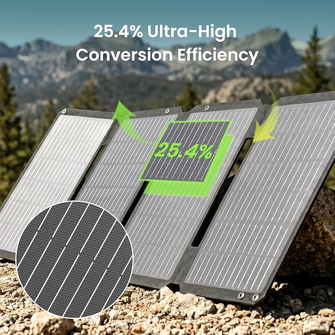 45W Solar Panel Charger with Dual USB-C and USB-A,25.4% High Efficiency Foldable Solar Panel Charger,IP68 Waterproof Portable Solar Charger for Camping,Backpacking,Hiking,Phones,Power Bank
