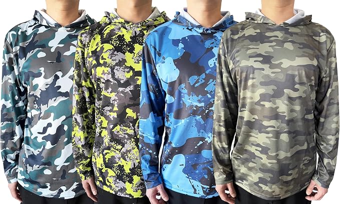 NY GOLDEN FASHION Men UPF 50+ Fishing Hiking Workout Active T-Shirts Lightweight Long Sleeve Shirts with Hood