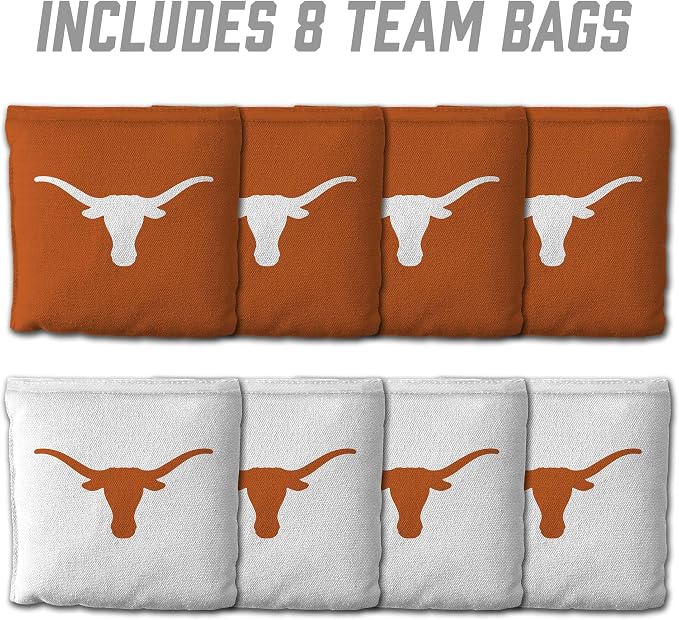 YouTheFan Officially-Licensed NCAA Set of 8 Cornhole Bags - All Weather Dual Sided Slide & Stop - Regulation Size with Carry case