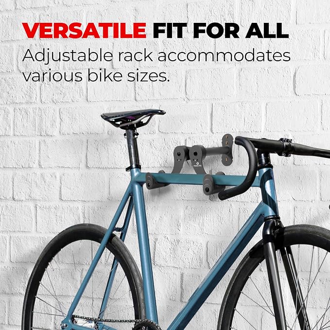 PRO BIKE TOOL Bike Wall Mount - Bike Rack for Garage Wall Mount - Horizontal Bike Storage Rack for Indoor Bicycle Storage - Wall Mounted Bike Hanger for Road, Mountain & Hybrid Bikes