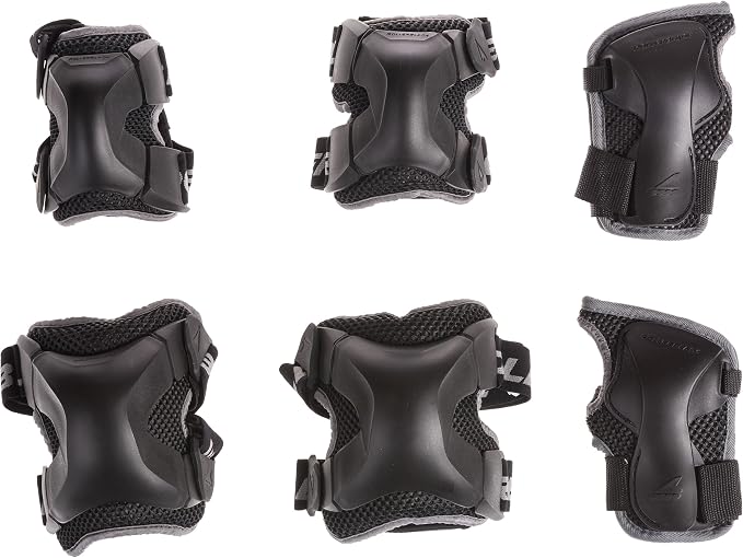 Rollerblade X Gear 3 Pack Protective Gear, Knee Pads, Elbow Pads and Wrist Guards, Inline Skating, Multi Sport Protection, Unisex, Black