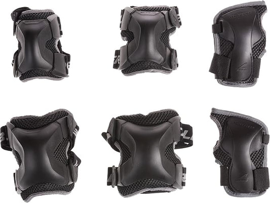 Rollerblade X Gear 3 Pack Protective Gear, Knee Pads, Elbow Pads and Wrist Guards, Inline Skating, Multi Sport Protection, Unisex, Black