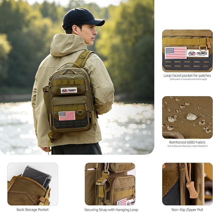 RUNCL Fishing Tackle Backpack, Lightweight Portable Gear Bag, Soft & Comfortable All Day Carry Design, Large Capacity Multi-Pocket Organizer Storage for Bass Fishing, Kayak, Bank & Shore Anglers