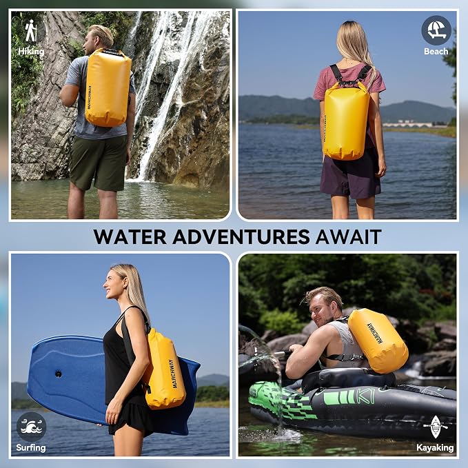 MARCHWAY Floating Waterproof Dry Bag Backpack 5L/10L/20L/30L/40L, Roll Top Sack Keeps Gear Dry for Kayaking, Rafting, Boating, Swimming, Camping, Hiking, Beach, Fishing