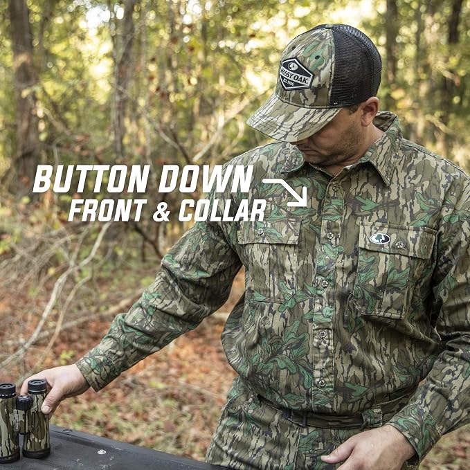 Mossy Oak unisex-adult mens Men's Long Sleeve Camo Hunting Shirts Cotton Mill