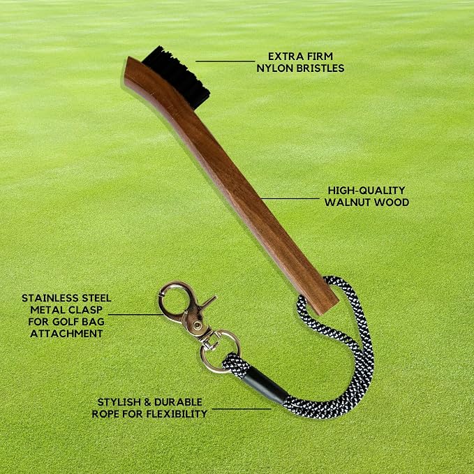 Golf Brush (2 Pack) - Cord and Clip Attachment for Bags and Carts, Club Cleaner Ideal for Woods and Irons - Golf Accesories for Men and Women