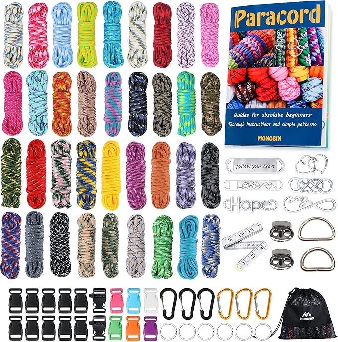 Paracord Combo Kit - 36 Colors, Multifunction Ropes & Accessories for Crafts