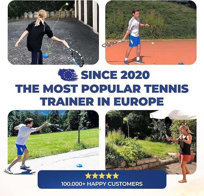 MOVEMATE Tennis-Trainer Set with Wilson® Tennis Ball | Innovative Ball Game for Outdoors, in The Garden, in The Park for Children & Adults | Incl. Transport Bag & Exercise Videos
