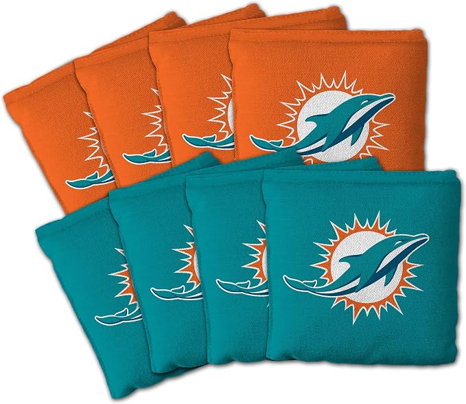 YouTheFan Officially-licensed NFL Set of 8 Cornhole Bags - All Weather Dual Sided Slide & Stop - regulation size