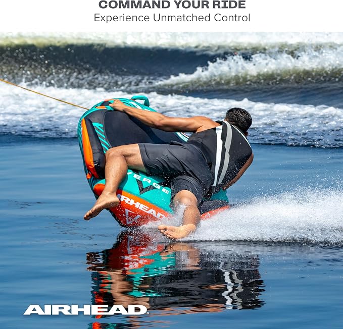 Airhead Slice Towable 2-4 Rider Models, Tube for Boating and Water Sports, Heavy Duty Full Nylon Cover with Zipper, EVA Foam Pads, and Patented Speed Safety Valve for Easy Inflating & Deflating