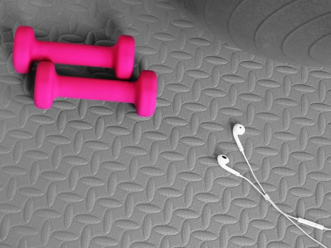 BalanceFrom Puzzle Exercise Mat 3/4" Thick, EVA Interlocking Foam Floor Tiles for Home Gym, Mat for Home Workout Equipment, Floor Padding for Kids, Gray, 24 in x 24 in x 3/4 in, 24 Sq Ft - 6 Tiles