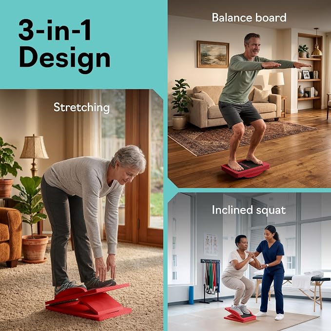 Slant Boards for Exercise – Slant Board with 7 Incline Angles – Transforms Into a Balance Board – Premium Calf Stretcher and Wobble Board for Effective Calf Stretching and Squats