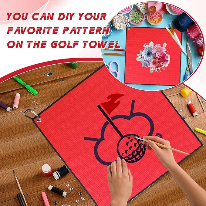 Batiyeer Golf Towels Bulk for Bags, 16"x16" Microfiber Waffle Pattern Golf Towel with Clip for Tournament, Club, Fitness