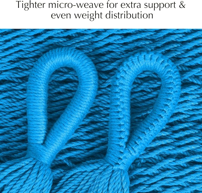 PNAEUT Handwoven Mayan Hammock, Thick Soft Rope Double Hammock for Outdoor Outside & Indoor, 600 lbs Capacity Heavy-Duty, Includes Tree Straps, Carabiners & Carrying Bag (Glacial Lake Blue, X-Large)