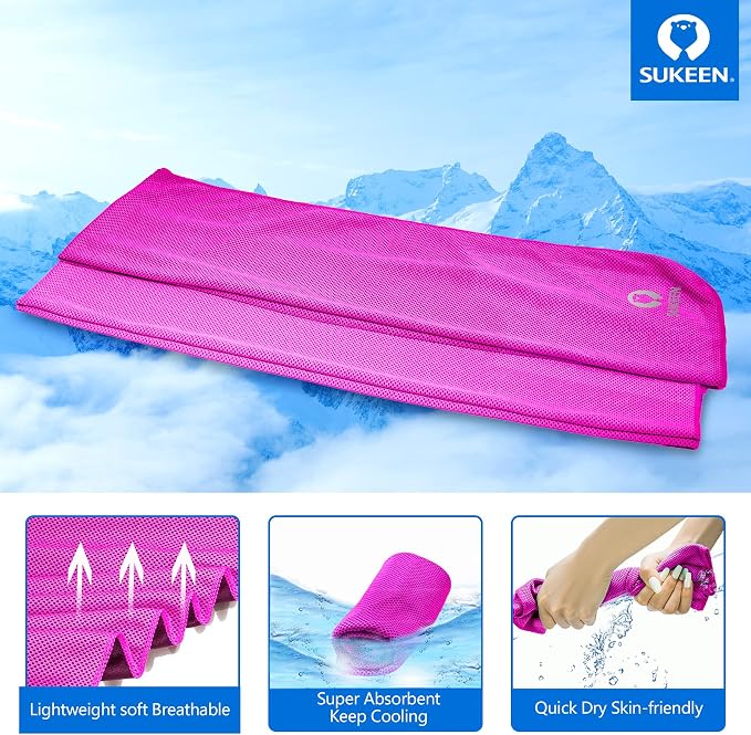 Sukeen 16pack Cooling Towel (40"x12") Bulk Ice Towel,Soft Breathable Chilly Towel,Microfiber Towel for Yoga,Sport,Running,Gym,Workout,Camping,Fitness,Workout & More Activities