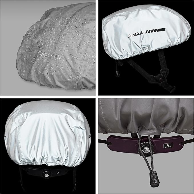 GripGrab Bicycle Helmet Cover Waterproof High Visibility Reflective Cycling Rain Cover Rainproof Windproof Adjustable
