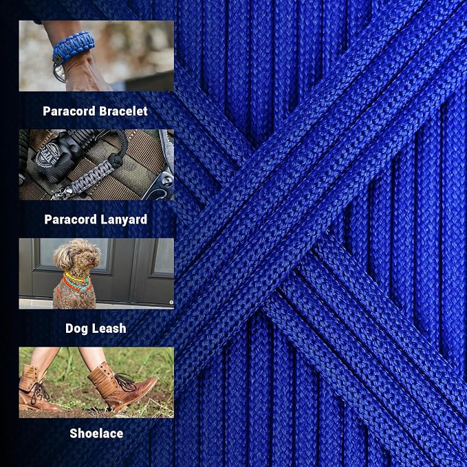WEREWOLVES 550 Paracord Kits 100ft Each Color - 5 Colors Parachute Cord Combo 7 Strand Type III Parachute Cord 4mm for Crafting, Dog Collar, Survival Bracelets