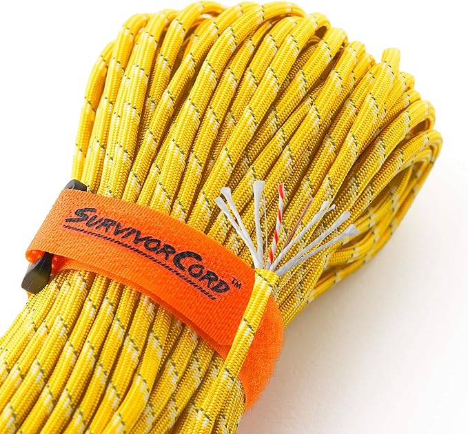 TITAN Survival Patented Paracord 550 - 25ft, 100ft, 500ft & Color Options - 620LB Strength Survival Paracord Military Spec with 3 Strands - Heavy Duty Hank Cord for Camping & Outdoors with Firestarter