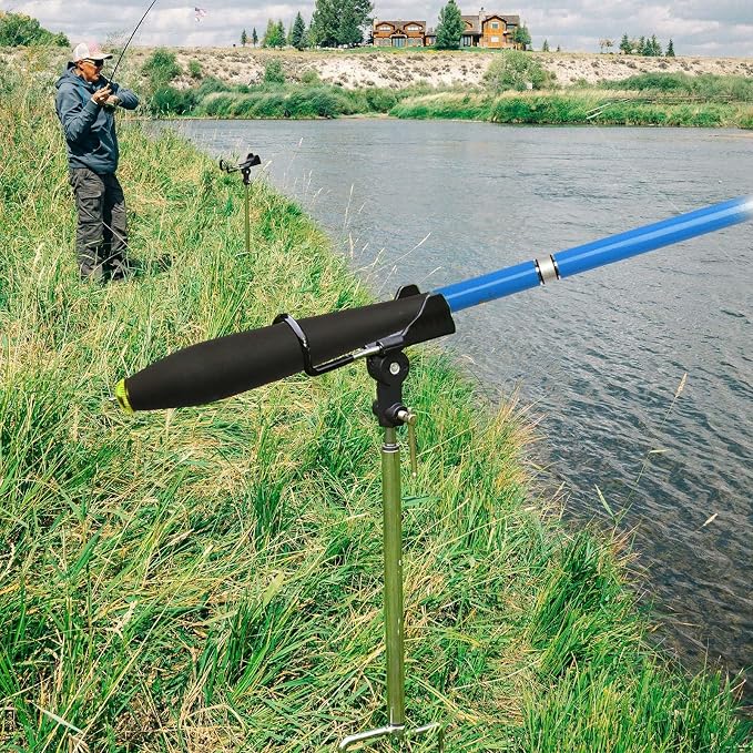 Fishing Rod Holders, 360 Degree Adjustable Fishing Pole Holders for Ground, Multifunctional Stainless Steel Beach Fishing Rod Holder Fishing Gifts for Men