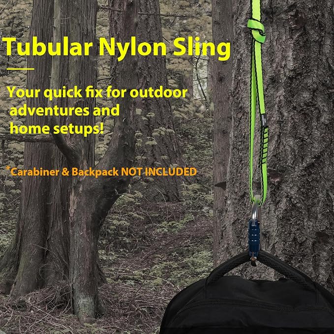 18MM Nylon Climbing Sling Runner - 23KN CE2008/EN566 Certified Outdoor Climbing Webbing for Rock Climbing, Rappelling, Mountaineering, Swing Gear, Outdoor Adventures & Emergency Anchoring
