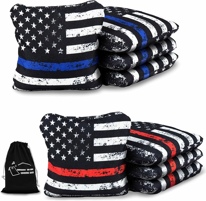 Professional Cornhole Bags Set of 8 - Dual Sided Stick & Slide (Suede/Woven) - Premium Resin Filled Regulation Weight & Size (6x6, 16oz) - Double Stitched Reinforced Seams with Carry Tote