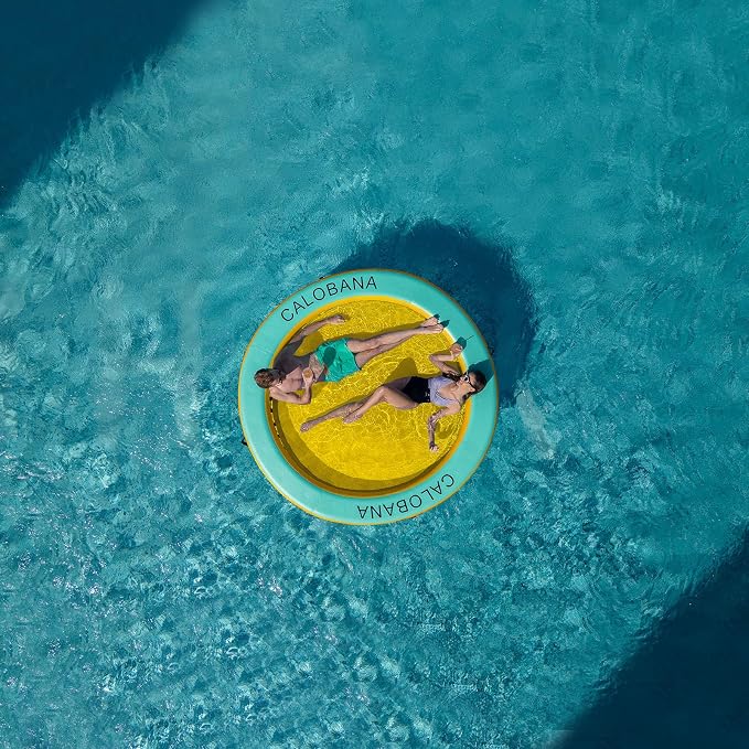 CALOBANA Round Floating Ring Inflatable Water Hammock Heavy Duty River Floats Lake Raft for Adults Tanning Pool Lounger Float Island Platform Pad Mat for Party