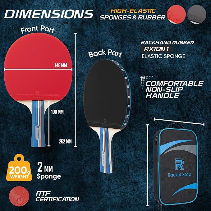 Velocity Table Tennis Paddle Set – 2 Ping Pong Rackets with ITTF-Approved Rubber, Retractable Net System, 3-Star Balls & Carry Case for Indoor & Outdoor Games and Travel Play