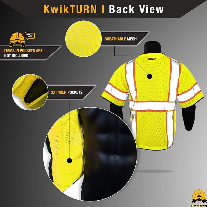 KwikSafety - Charlotte, NC - Men's & Women's Class 3 Safety Vest PPE Hi Vis Reflective ANSI OSHA