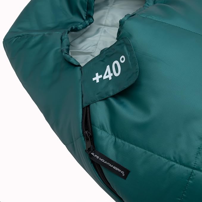 ALPS Mountaineering Vibe +40° Long Sleeping Bag – Lightweight 3-Season Mummy Bag with TechLoft Micro Insulation, Ripstop Shell & Compression Sack for Camping, Hiking & Backpacking