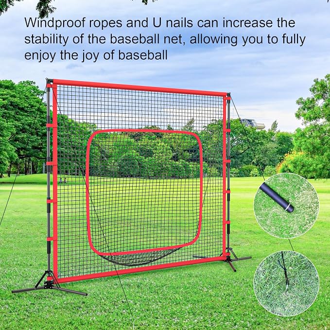 Baseball and Softball Practice Net, 7×7ft Portable Heavy-Duty Baseball Training Net for Hitting Batting Catching Pitching with 25mm Steel Frame and Carry Bag, Mutil-Sport Equipment Training Net