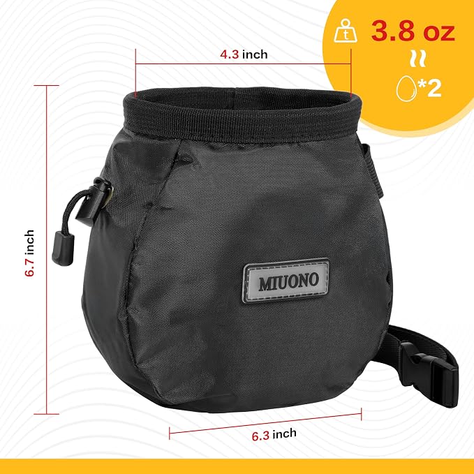 Chalk Bag for Rock Climbing, Climbing Chalk Bag with 2 Refillable Chalk Balls and Carabiner Clip, Brush Loop and Zippered Pocket for Bouldering, Gym, Cross Fit, Weight Lifting, Disc Golf
