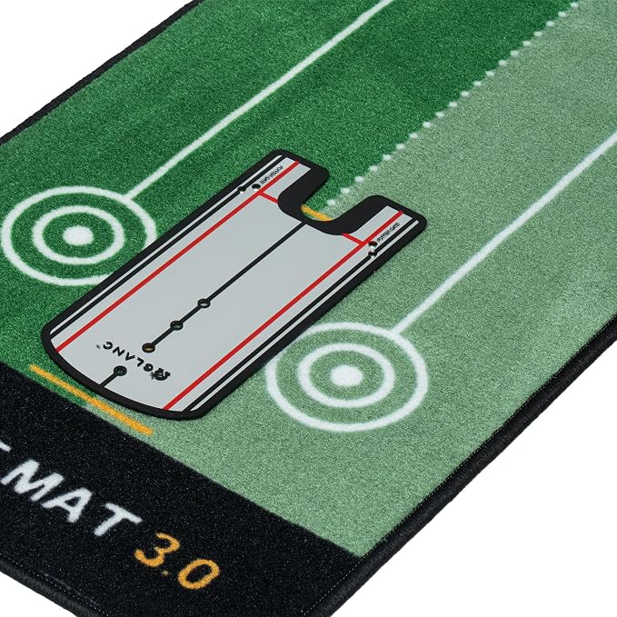 GLANC Golf Putting Practice Mat Set with Alignment Mirror & Cup, 20 in X 10 ft Training Aid Mat, Anti-Slip Backing Golf Putting Green for Indoor and Outdoor Use
