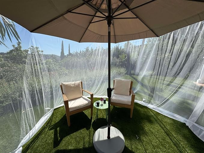 Mosquito Net for Umbrella 9.2 FT | Two Zippers & Works for Cantilever | Larger & Stronger Outdoor Netting | Patio, Porch & Garden Terrace | Outside Canopy Bug & Fly Protection Enclosure