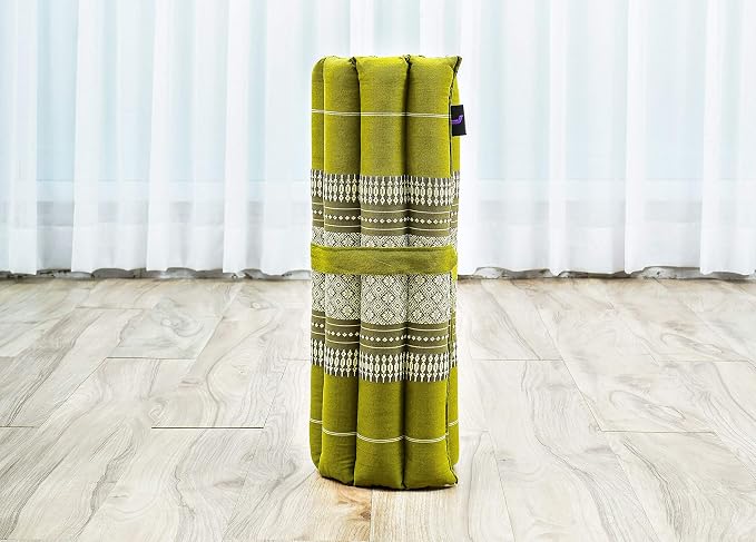 Leewadee Meditation Cushion Set – 1 Small Zafu Yoga Pillow and 1 Small Roll-Up Zabuton Mat Filled with Kapok