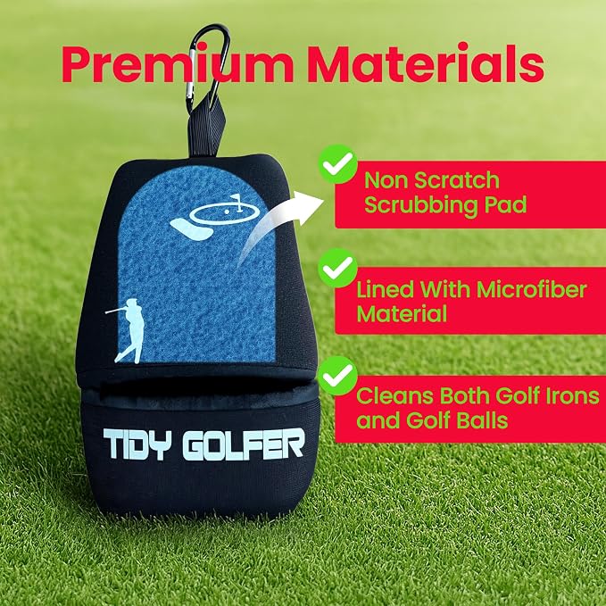 Golf Club & Ball Cleaner, Iron Cleaner, Golf Ball Cleaner , Two in one Golf Iron and Ball Cleaner portable, Washable (Waterproof Neoprene)