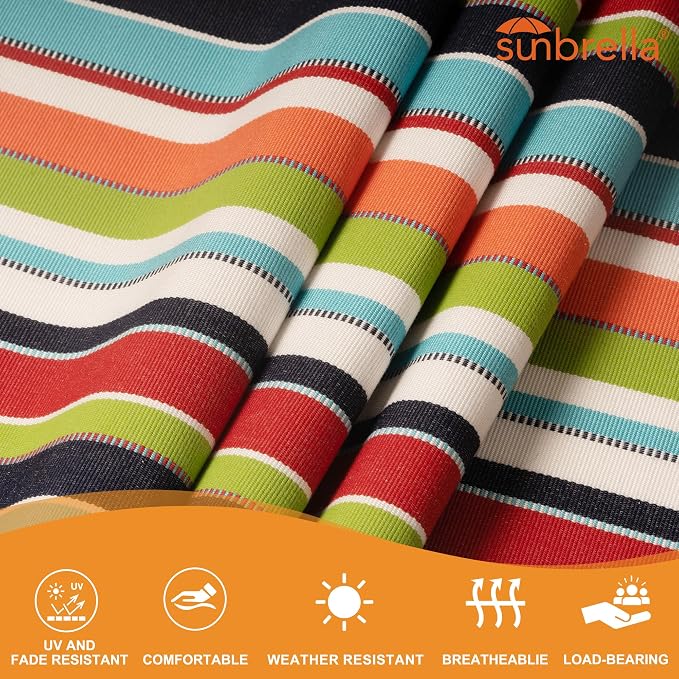 Lazy Daze Hammocks 12 FT Sunbrella Fabric Hammock Non-Fading with Spreader Bars and Free Pillow Fits for 2 Persons, All Weather and Fade Resistant for Patio Yard, 450 lbs Capacity, Carousel Confetti