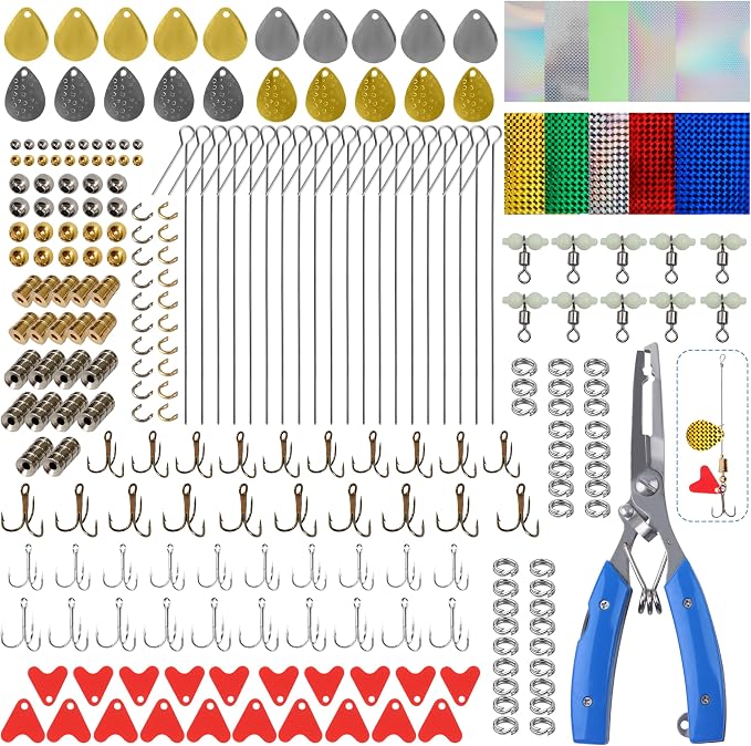 Spinner Making Kit Fishing Lure Making Kit DIY Fishing Lures Spinnerbaits Spoon Rigs Making Kit Colorado Spinner Blades Lure Making Make Your Own Lures for Bass Trout Walleye