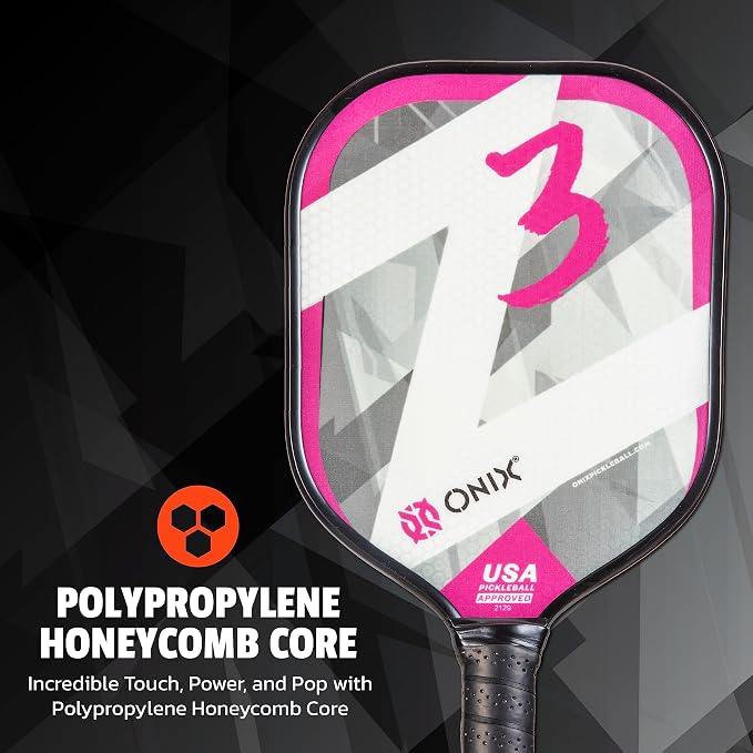 Onix Graphite Z5 Carbon Fiber Pickleball Paddle with Wide-Body Shape, Honeycomb Core & Graphite Face