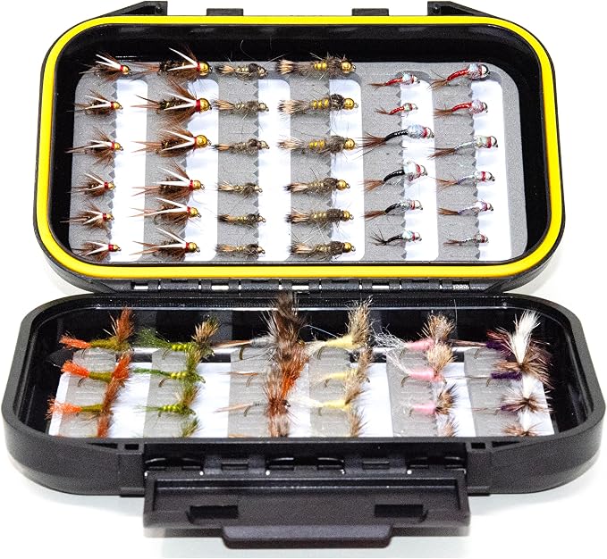 Outdoor Planet 36/48 / 60 Premium Hand Tied Fly Fishing Flies Assortment Kit | Dry/Wet/Nymph/Streamer/Terrestrial/Leech/Popper/Woolly Bugger Flies Set for Trout/Bass/Salmon/Steelhead/Panfish