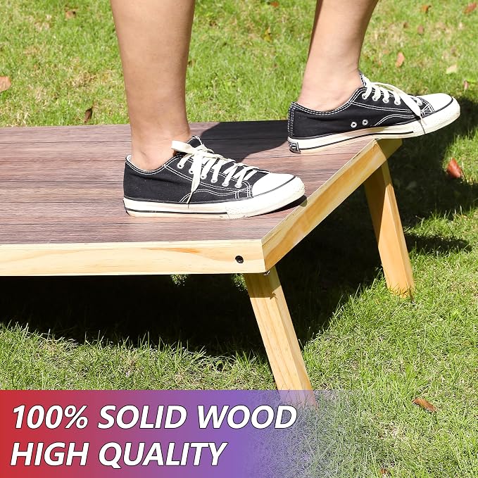 Solid Wood Cornhole Board Set, 4x2ft Regulation Cornhole Game Set with 8 Bean Bags and 2 Cornhole Boards, Premium Corn Hole Game for Adults and Family