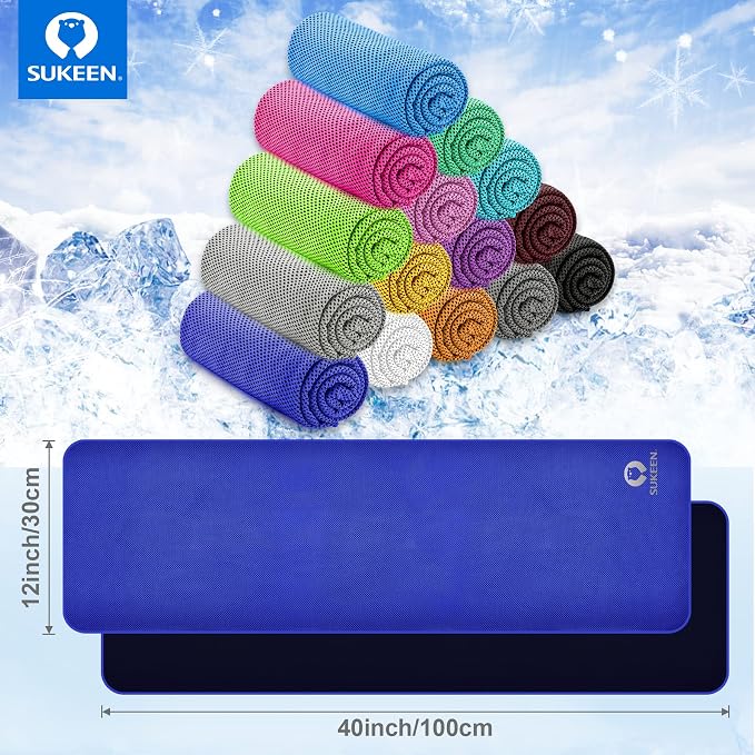 Sukeen Cooling Towels 6 Pack (40"x12"), Cooling Neck Wraps, Ice Towels, Microfiber Breathable Cooling Towel for Hot Weather, Sweat Towel for Gym, Sport, Running, Golf, Workout, Camping, Fitness