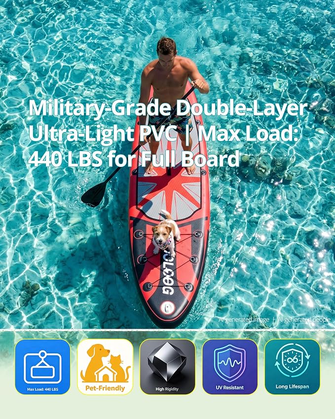 Inflatable Stand Up Paddle Board with Seat, 10'6"/10'5" SUP 440LBS, Recreational Paddleboard for Adults Beginners, Blow Up Paddle Board with Fishing Design, Camera Mount, Cooler Bag & Full Accessories