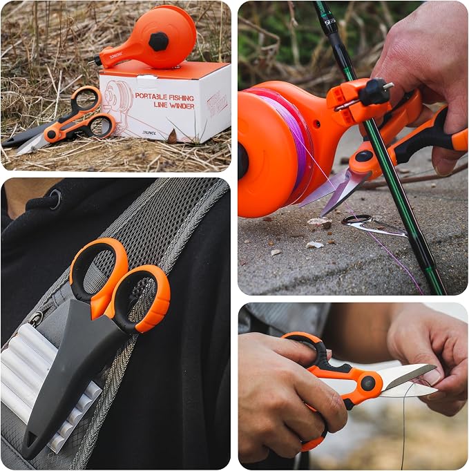 RUNCL Fishing Line Spooler – Portable Winder & Reel Spooling Tool for Casting and Spinning Reels, Prevents Line Twist, Non-Slip Handle with Built-in Scissors, Fishing Accessories for Anglers