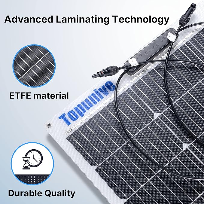 2PCS 100W 12V Flexible Solar Panel 9BB Monocrystalline Cell 12 Volt Semi-Flexible for Marine RV Trailer Boat Cabin Van Car Uneven Surfaces 12V 24V Battery Charge